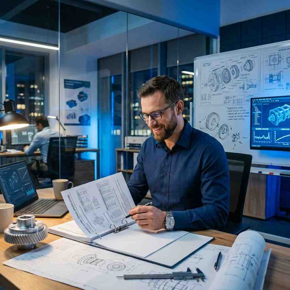 Professional engineer reviewing torque specifications and conversion formulas