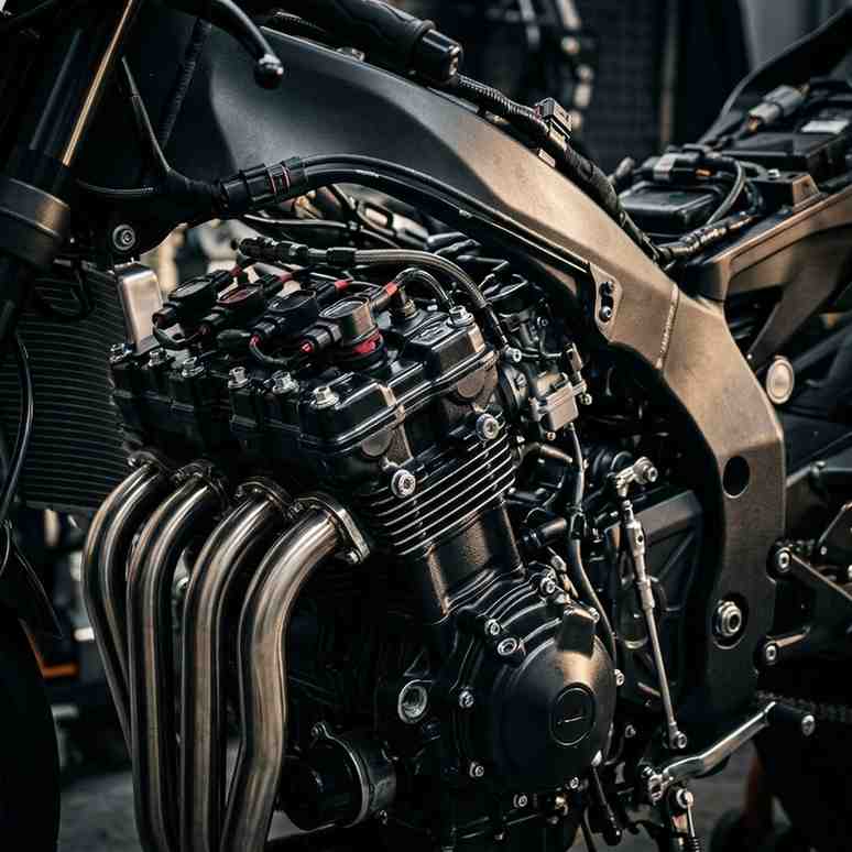 Heavy duty truck diesel engine close-up showing massive mechanical components