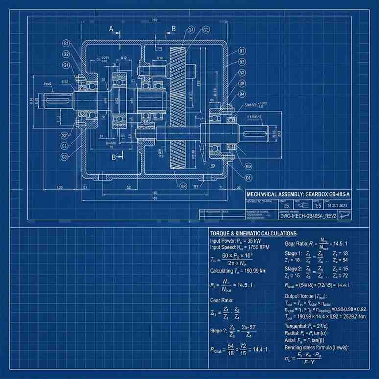 Mechanical gear transmission showing torque transfer principles