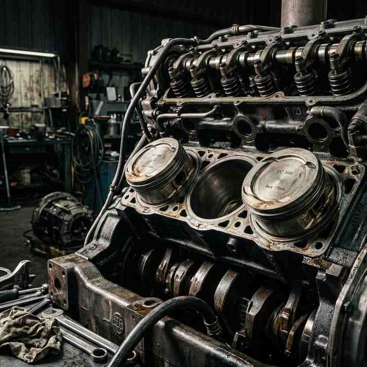Motorcycle engine close-up showing inline-4 cylinders